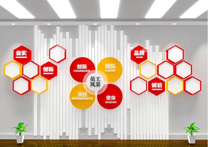 公司文化墻設(shè)計(jì)方案模板(圖3) 企業(yè)員工照片員工風(fēng)采公司文化墻