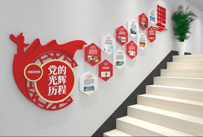 樓梯文化墻創(chuàng)意設(shè)計圖片(圖4) 黨支部黨的光輝歷程黨建樓梯文化墻創(chuàng)意設(shè)計