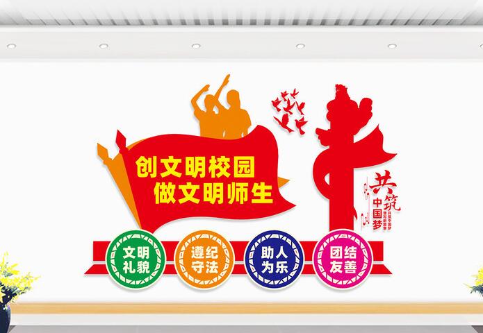 校園文化墻設(shè)計(jì)圖設(shè)計(jì)方案(圖3) 創(chuàng)文明校園文化墻設(shè)計(jì)圖片