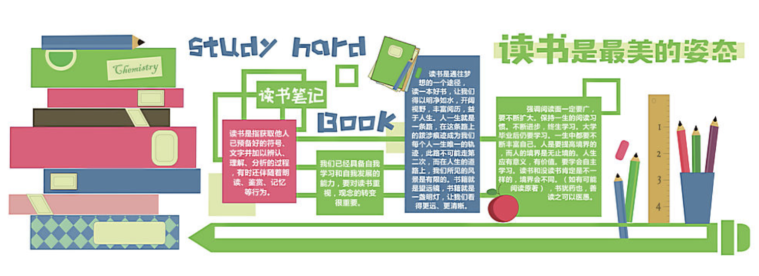 小清新校園讀書文化墻設計(圖3) 小清新校園讀書文化墻設計(圖3)
